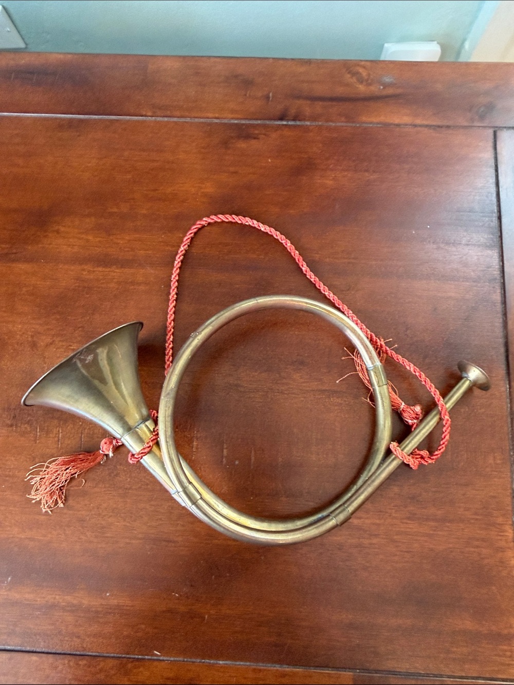 Vintage brass hunting horn - Christmas decoration